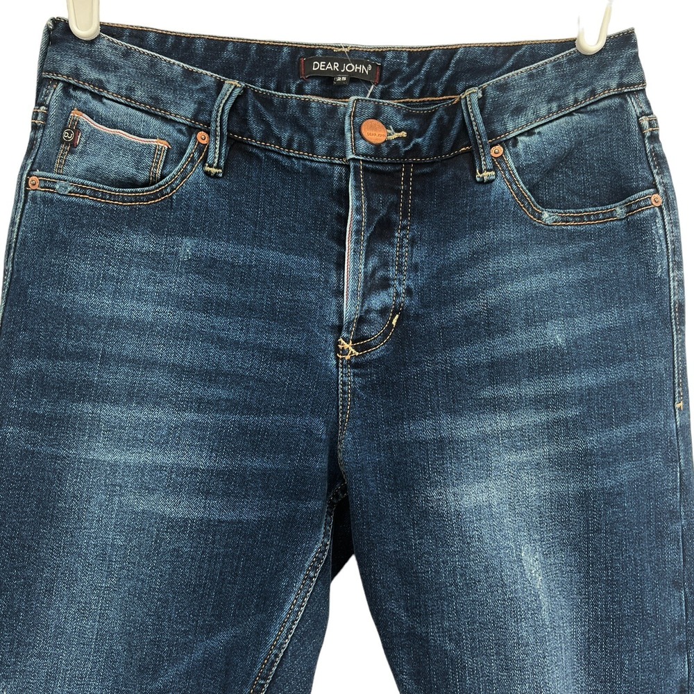Dear John Women's Distressed Slim Leg Mid Rise Stretch Blue Denim Jeans Size 25 - Picture 3 of 9